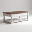 Table basse à plateau relevable Farmhouse avec tablette fixe et compartiments de rangement cachés, plateau de table en bois massif fabriqué à la main, centre de table de salon à deux niveaux avec finition rustique-372536151-372536150
