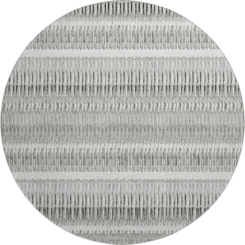 Premium Machine Washable Cerrito AMF589 Ivory Rug, Round 8'