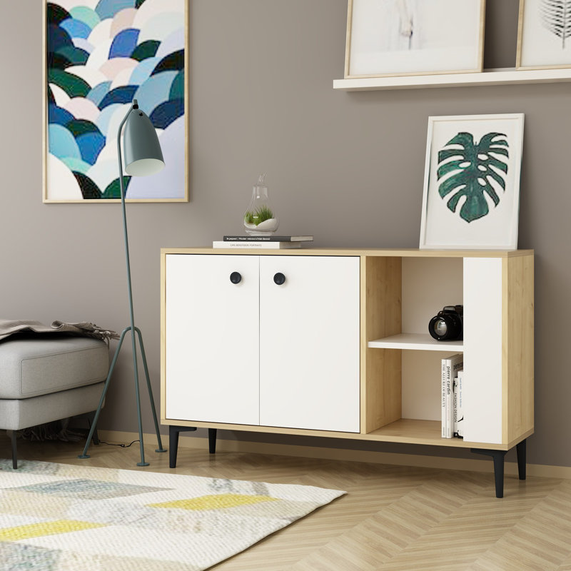 Olivia 75cm Sideboard, Sapphire Oak/White
