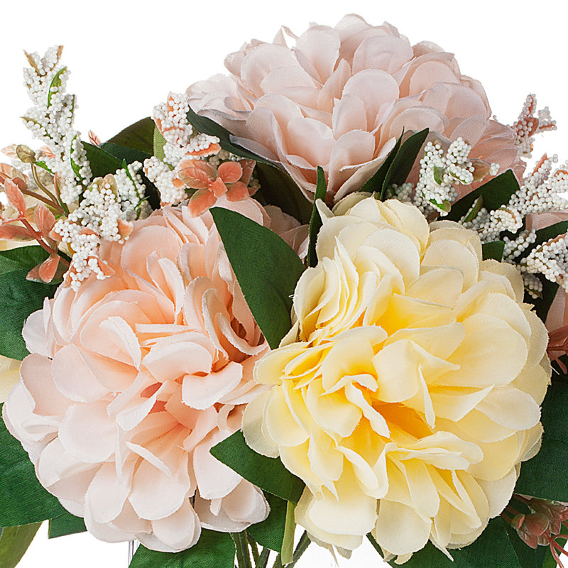 Arrangement floral de dahlia en soie artificielle dans un vase, Crème / beige