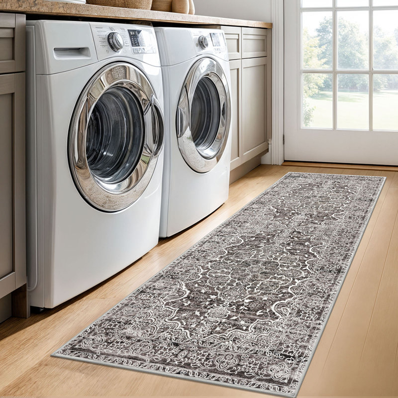 Tapis lavables à la machine avec envers en caoutchouc pour le salon, Tapis de couloir 2 pi x 6 pi