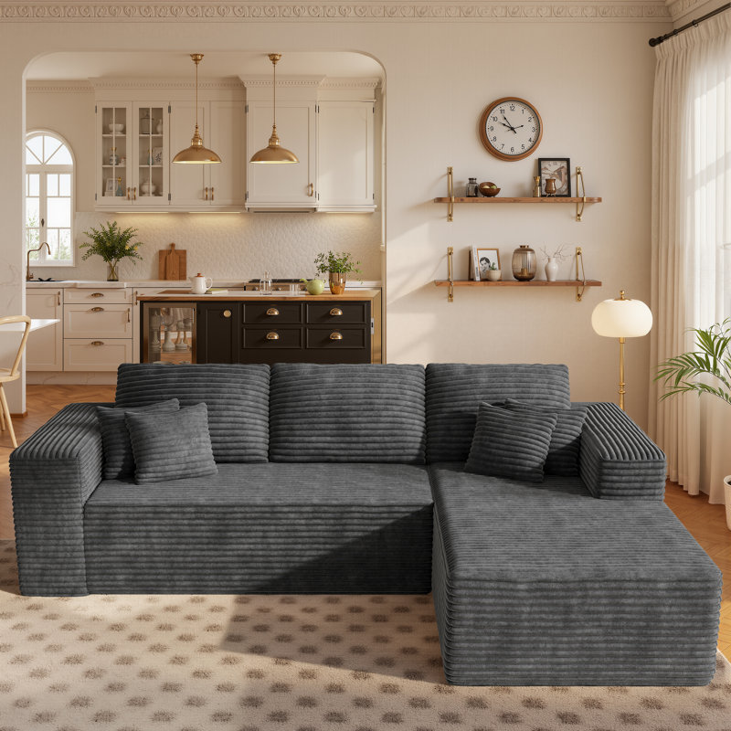  No Assembly Required Compression Packed 2-piece Cloud Modular Upholstered Sectional Sofa     , Right Hand Facing