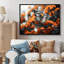 Papillon noir corail flottant grâce sur toile-35326671-35326670