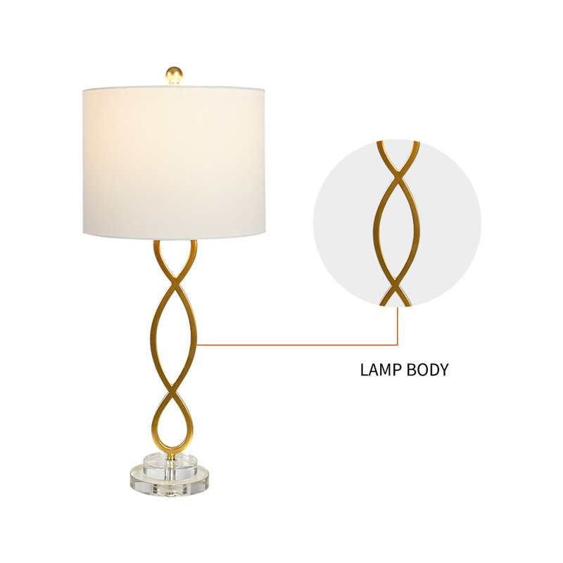 Hallye 30.25" Crystal Gold/Clear Table Lamp Set