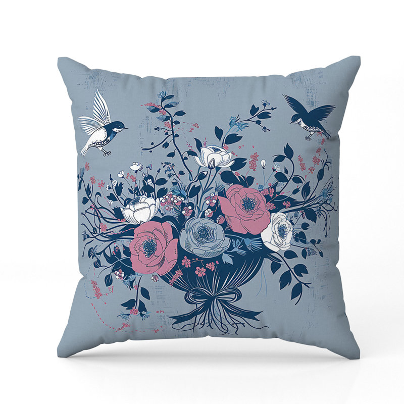Wings Over Flowers  Square Throw Pillow, 26"H x 26"W