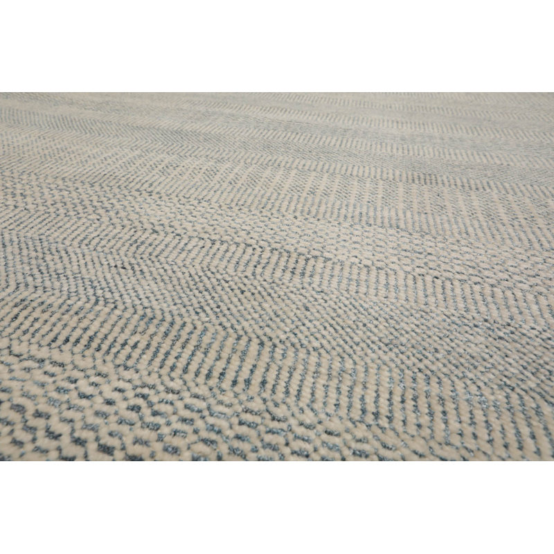 Tapis oriental en laine et en soie noué à la main de style oriental ivoire / ardoise, Rectangle 9 pi x 12 pi