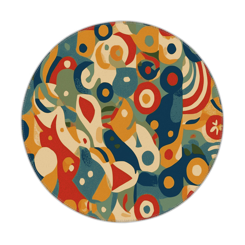 Snazzy Ripple Indoor And Outdoor Area Rug, Round 5'