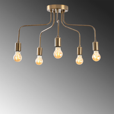 Lustre rétro Vintage Glam, 23,2 po x 23,2 po x 13,8 po | 5 x douilles E27 (40 W maximum) | Conception élégante, indice de protection IP20 | Parfait pour la salle à manger, le salon et le vestibule | Corps en métal durable, finition rétro classique