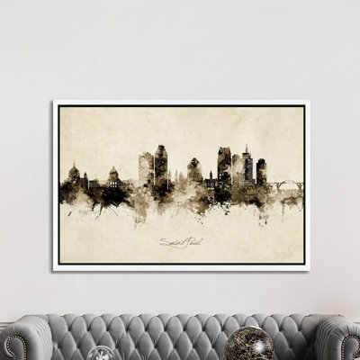 Saint Paul Minnesota Skyline Vintage by Michael Tompsett - 1 Piece Wall Art on Canvas