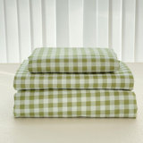 Ensemble de draps en vichy, microfibre prélavée ultra-douce