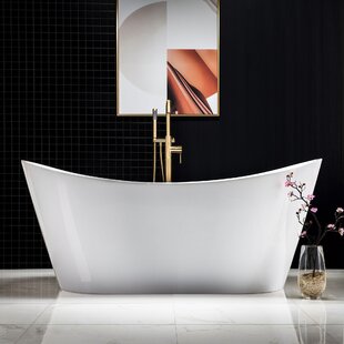 ADM Bathroom Design 75 x 46 Glossy White Stone Resin Bathtub, SW-114-GLOSSY