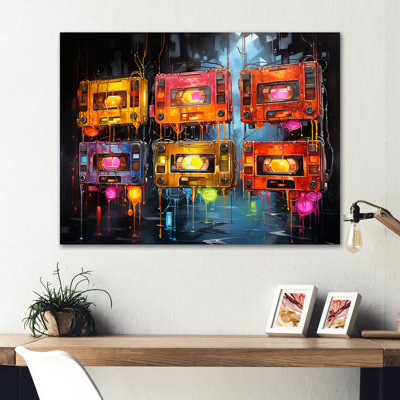 Neon Groove Cassette Tapes I - Cassette Tapes Metal Wall Art MT132371