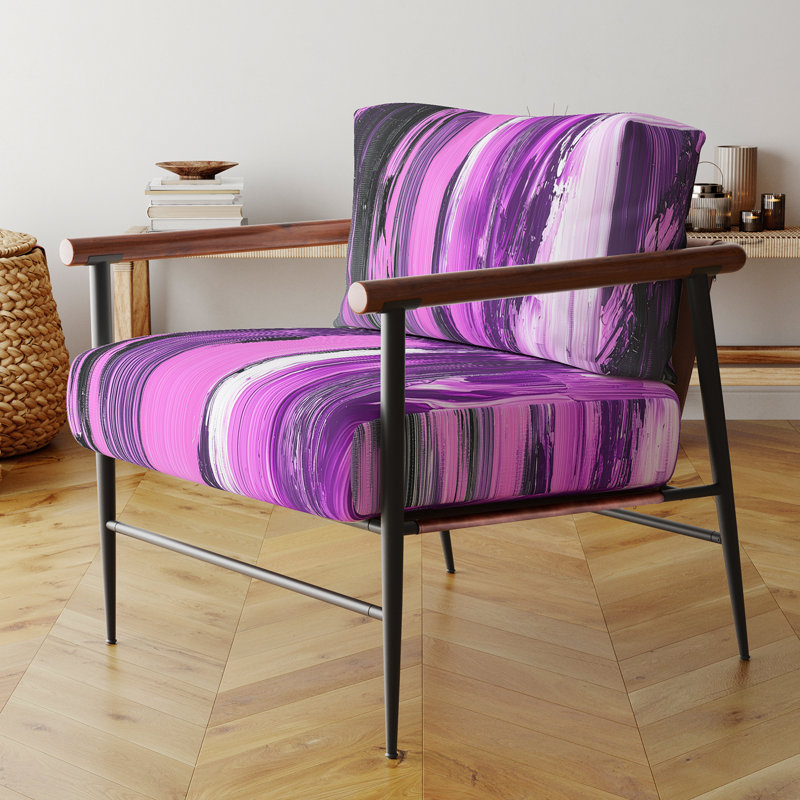 Chaise d'appoint rembourrée Gambel Nicosha, Doré, Mauve