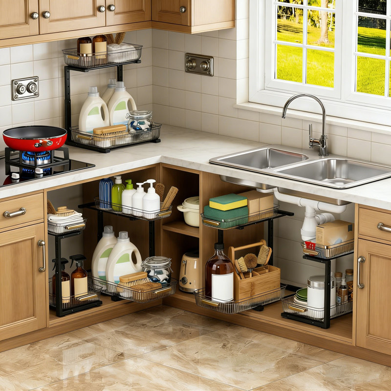 Under Sink Organizer - 2 Packs Multi-Purpose Pull