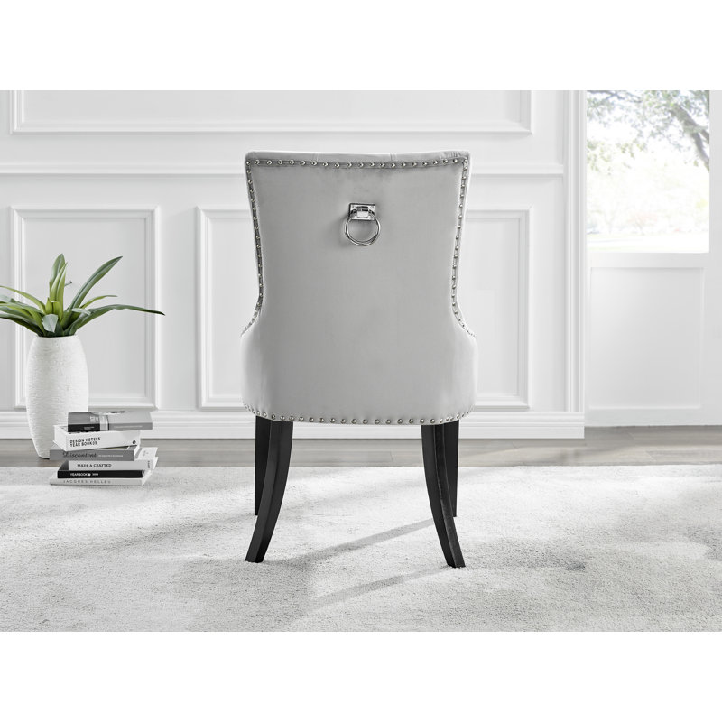 White Marble Effect Melamine Dining Table Black Legs & 6 Luxury Velvet Chairs Industrial Design, Gray/Black