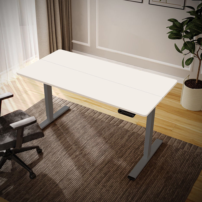 Electric Adjustable Height Standing Desk, 46.85" H x 55.12" W x 13.78" D, White/Gray