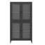 Armoire en métal noir avec 4 tablettes et portes en verre trempé - autoportante pour le bureau, le salon, la cuisine