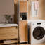 Armoire de rangement pour salle de bain haute avec portes en bambou - naturel / blanc