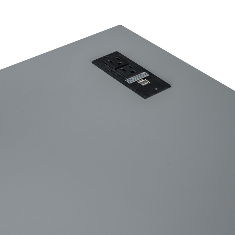Lit superposé gris avec lit gigogne, bureau, prises de courant et rangement pour lit simple pratique - agencement confortable