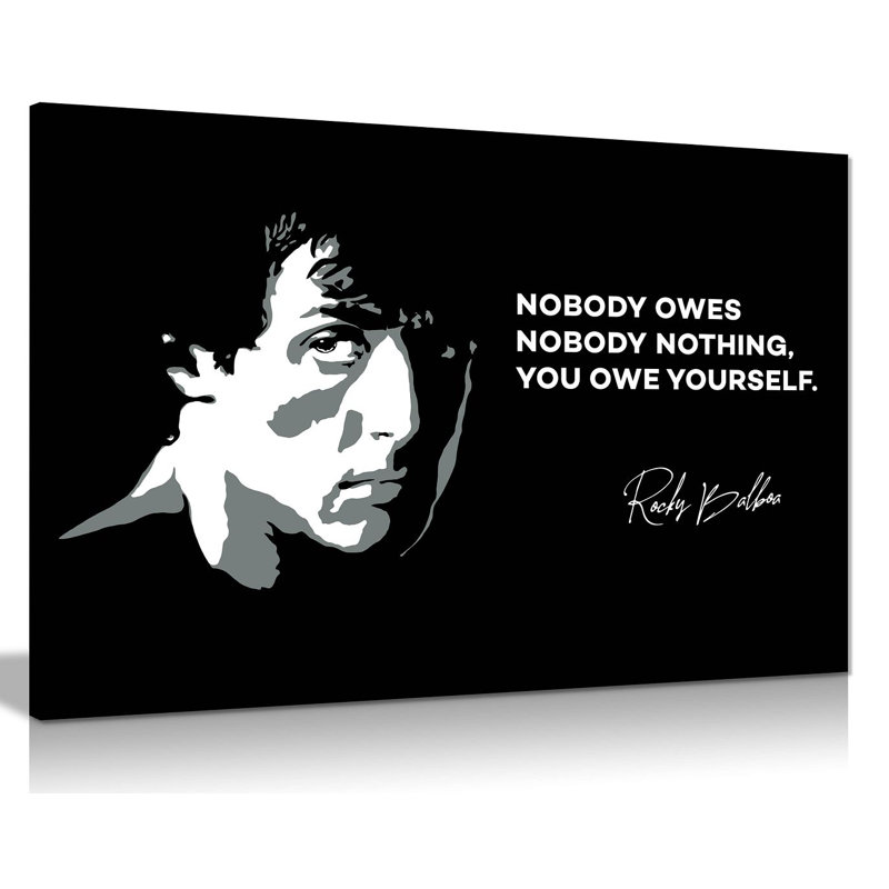 Rocky Print You Owe Yourself Quote - Wrapped Canvas Print, 31cm H x 46cm W
