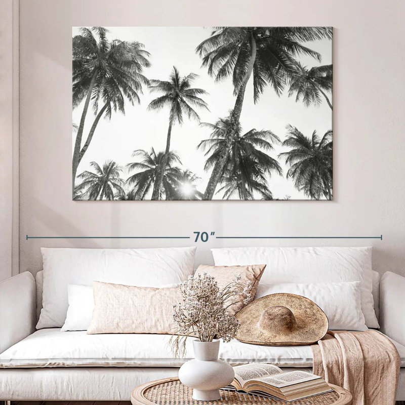 Harnek tropical en noir et blanc, H 34 po x l 51 po