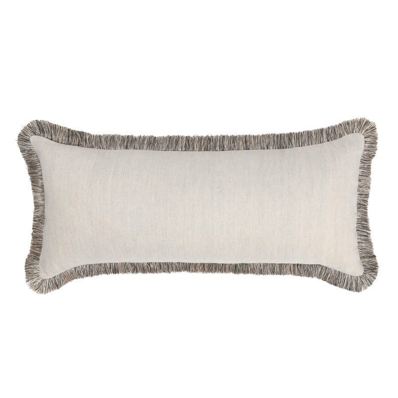 Nola Fringe Linen Blend Throw Pillow, 16"H x 36"W, Rectangular