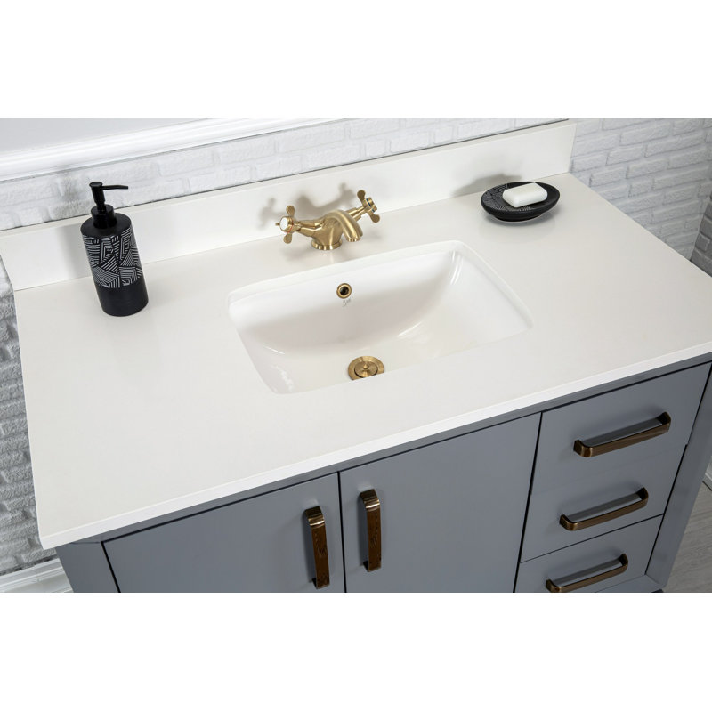 Ensemble de meuble-lavabo simple 41,3 po avec miroir Aksha, Gris foncé