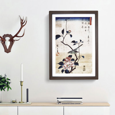 Bird upon a Cherry Tree Branch by Utagawa Hiroshige - Picture Frame Painting Print