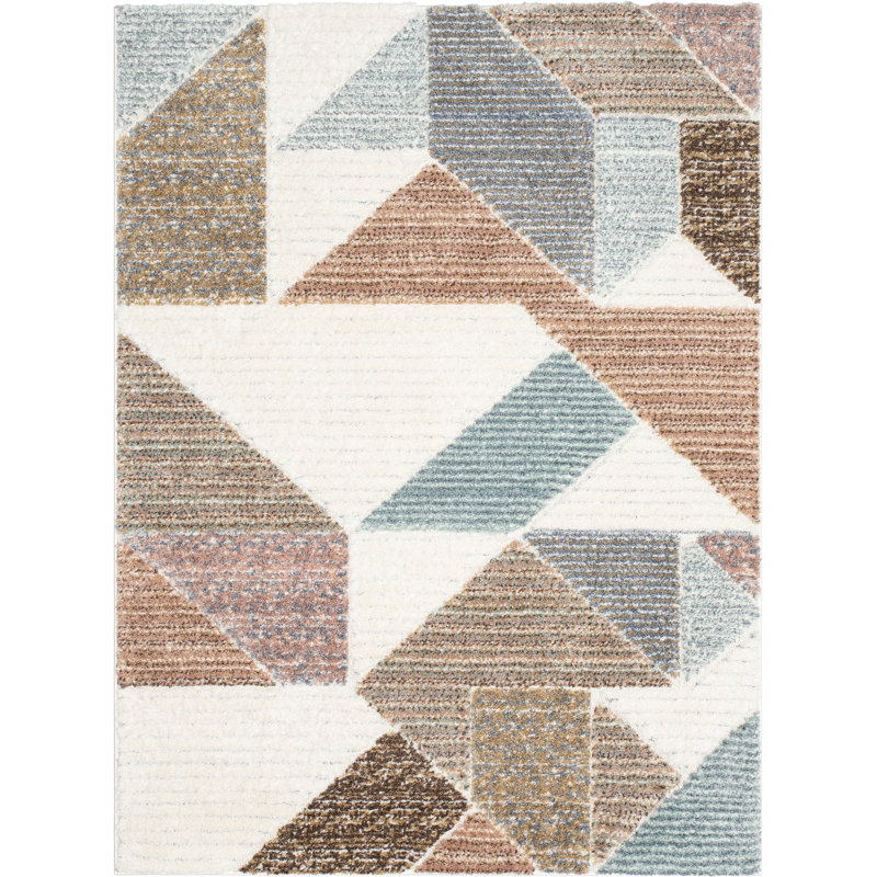 Delia Geometric Ivory Area Rug, Rectangle 160 x 220cm