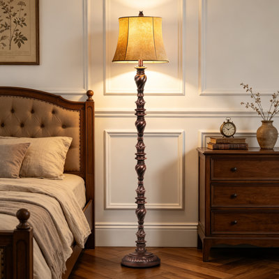 Lampe sur pied vintage 64 po pour le salon, lampe sur pied en résine bronze antique pour la chambre à coucher