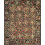 Antique Wool & Cotton Gray Hooked - Loop Pile Rug
