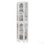 Armoire d'angle, en verre / bois, à 4 tablettes, éclairée, pieds solides - standard-130493507