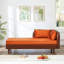 Chaise longue 65 po, velours brun et orange, mousse haute élasticité, structure stable, fauteuil de rangement de 65 pouces en quatre couleurs variées, fabrication en cuir et en bois massif, dossier confortable
