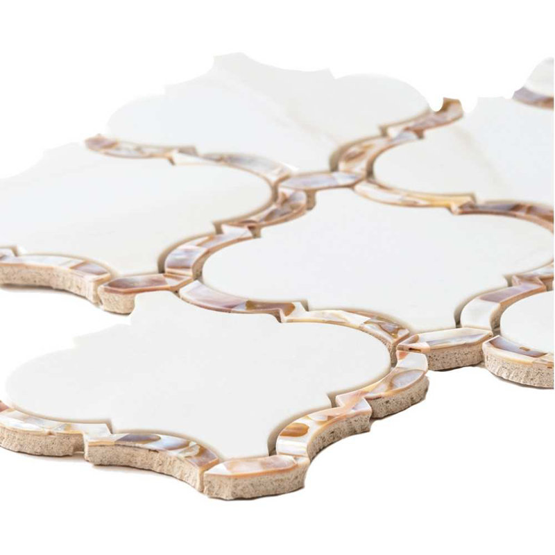 Tahitian Pearl 14" x 14.5" Satin Glass Mosaic Wall Tile, Calacatta Gold