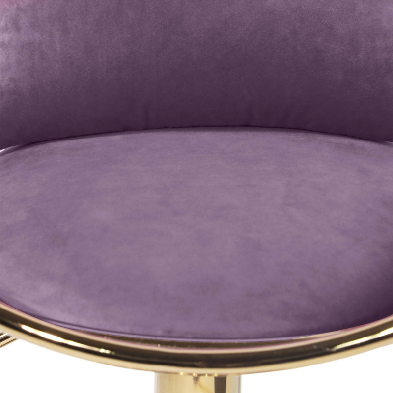 Swivel Upholstered Adjustable Height Counter Stool with Metal Frame, Purple