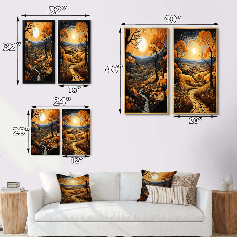 «Countryside Harvest Gold Autumn», 2 pièces sur toile, Toile tendue, H 40 po x l 40 po