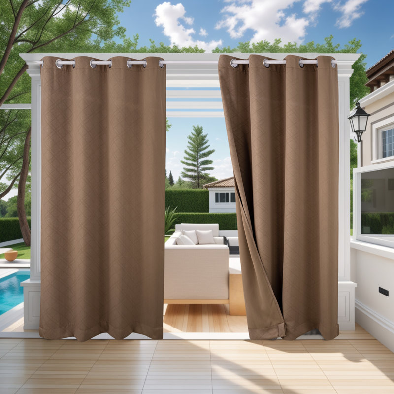 Lakyshia Waterproof Thermal Outdoor Patio Curtain, Brown, 52" W x 94" L