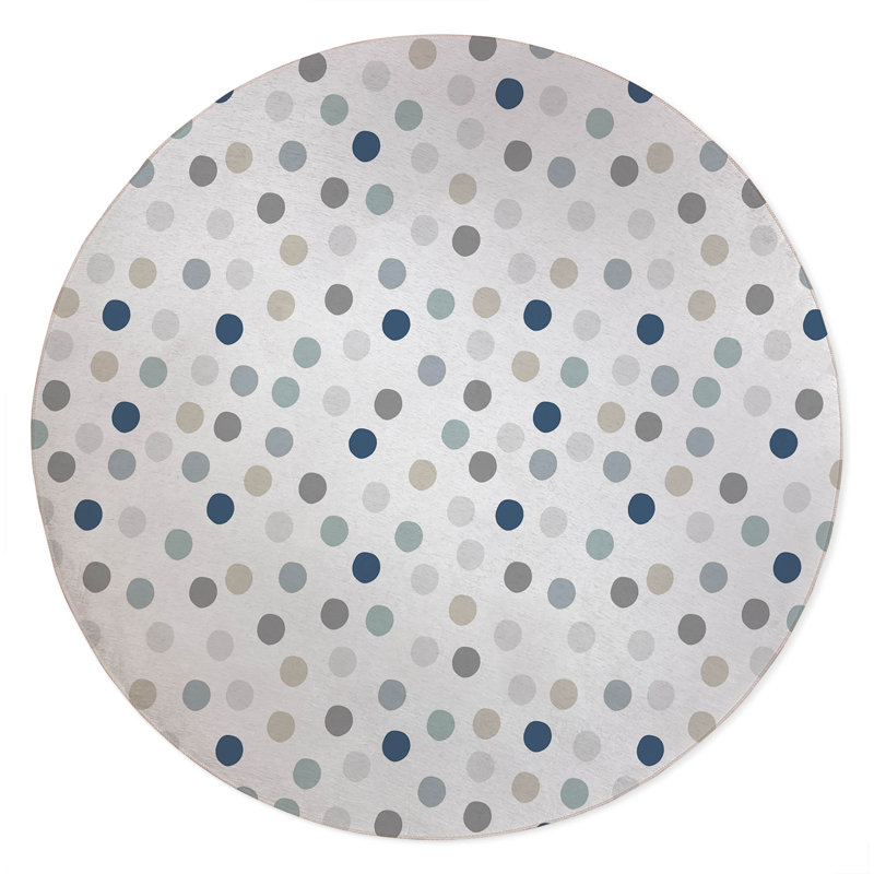 Always Polka Non-Slip Outdoor Rug, Round 5'