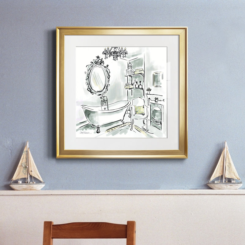 «Opulent Bath II», cadre photo, H 17,5 po x l 17,5 po x P 1,5 po, Papier encadré doré