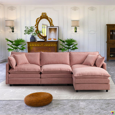 Aariketh 105"W Modular Chenille LAF RAF Sectional, Sofa Couch, 3 Seater