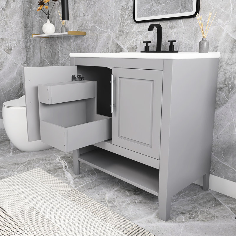 Meuble-lavabo simple 30 po avec comptoir, Gris