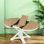 Table de salle à manger rétro extensible avec rallonge papillon - base en bois massif, convertible ovale / ronde pour 6 personnes-616954105-616954087
