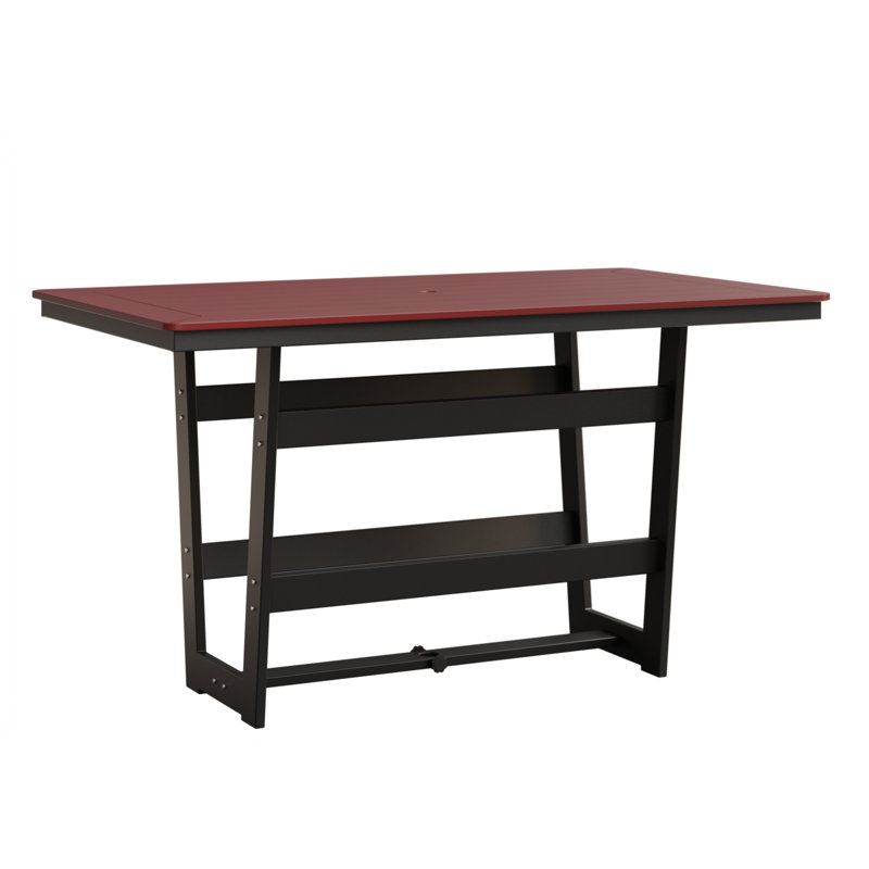 Table de bar rectangulaire de 70 po Berlin Gardens Hudson, Rouge, Noir mat