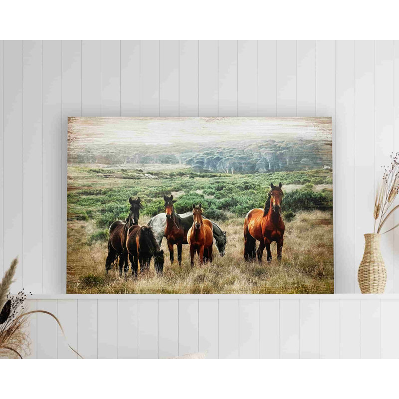 Cheval dans la nature - reproduction sur toile tendue, H 24 po x l 36 po x P 1,5 po