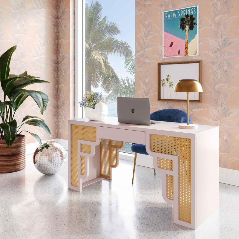 Begley Suzie & Rattan Executive Desk, Cream