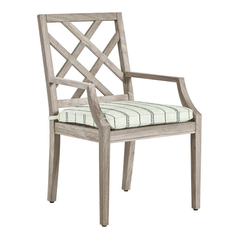 Haley Patio Dining Armchair with Cushions, Oyster Teak, Welt, Bali Pearl