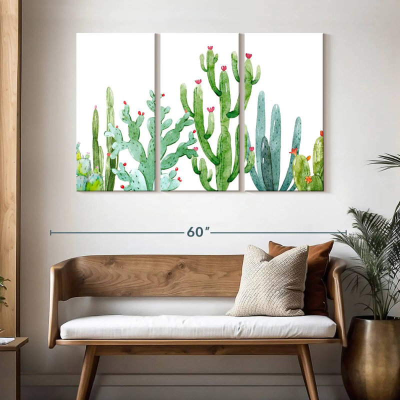 Harnek Flowering Cacti, 32" H x 50" W