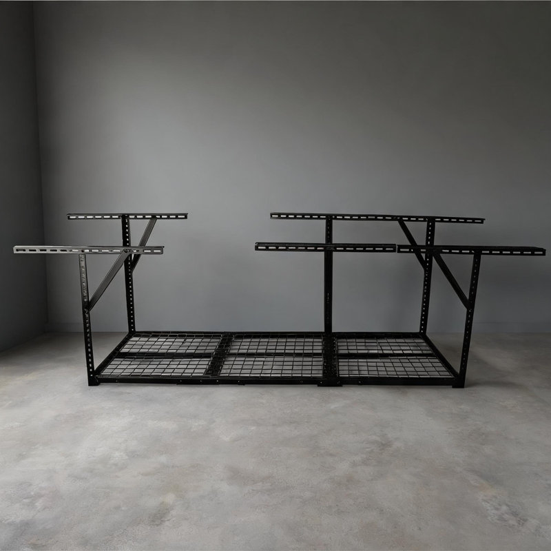 Élégant support de rangement de garage noir robuste et réglable de 4 pi x 8 pi, fabrication en acier avec capacité de chargement de 600 livres