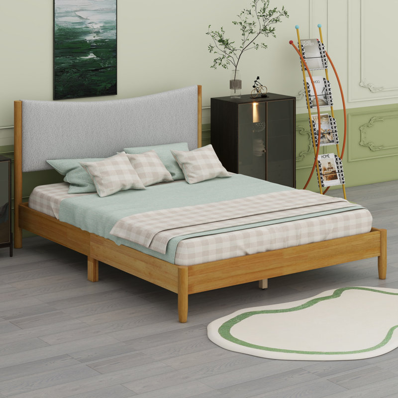 Lit en bois avec tête de lit tapissier