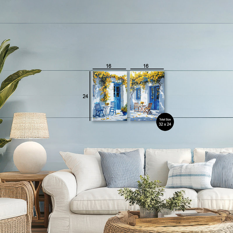 Ensemble de 2 toiles ensoleillées pour patio, design par Raymond Powers, H 24 po x l 16 po
